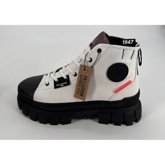 Palladium Womens Ankle Boots Revolt HI TX Black &amp; White Canvas Boots Size 9