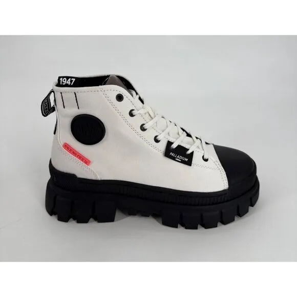 Palladium Womens Ankle Boots Revolt HI TX Black &amp; White Canvas Boots Size 9