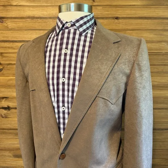 Panhandle Slim Mens Suede Blazer Sport Coat Casual Jacket Size 42R Brown Suit