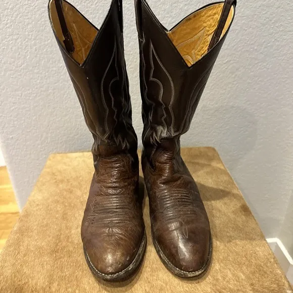 Panhandle Slim Sanders Cowboy Boots Two Tone Brown‎ Size 10 D Made in Mexico