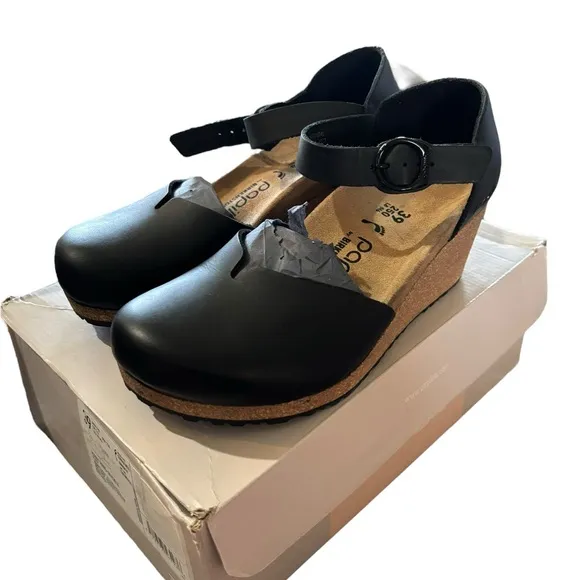 Papillio Birkenstock Women's Black Wedge Shoes- Size 39 (8)
