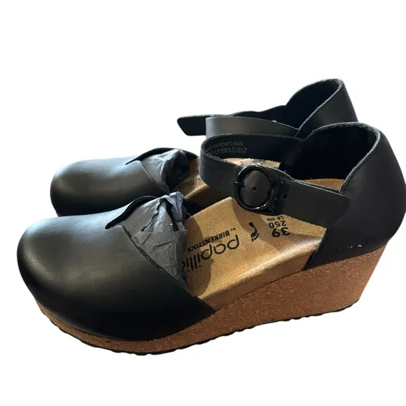 Papillio Birkenstock Women's Black Wedge Shoes- Size 39 (8)