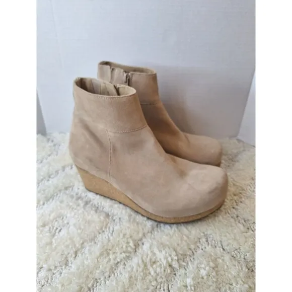 PAPILLIO by BIRKENSTOCK Ebba Suede Ankle Boots Women's Sz 9 Tan Platform Boho