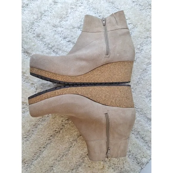 PAPILLIO by BIRKENSTOCK Ebba Suede Ankle Boots Women's Sz 9 Tan Platform Boho
