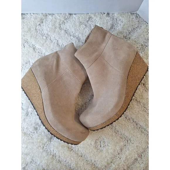 PAPILLIO by BIRKENSTOCK Ebba Suede Ankle Boots Women's Sz 9 Tan Platform Boho