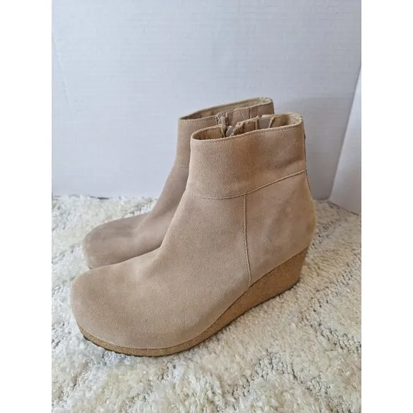 PAPILLIO by BIRKENSTOCK Ebba Suede Ankle Boots Women's Sz 9 Tan Platform Boho