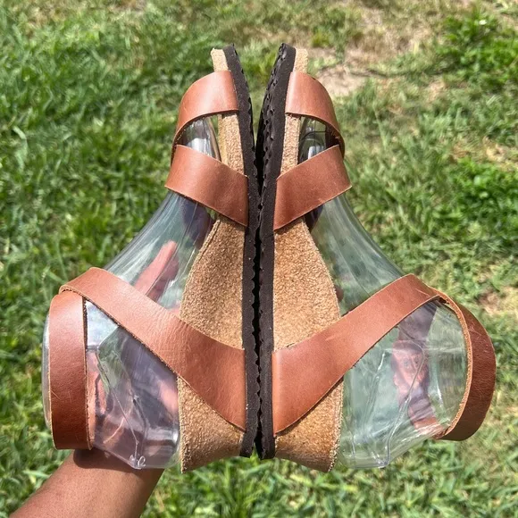 Papillio by Birkenstock Lola Wedge Sandals Women’s Brown Leather Shoes 39 US 8