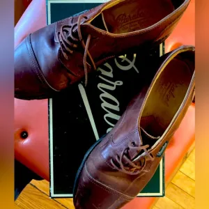 Paraboot Made in France Cognac Lace Up Leather walking Shoes EU38 US 8