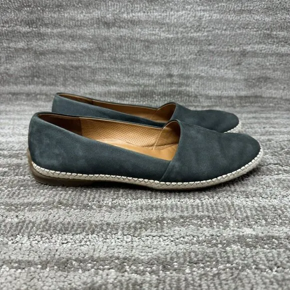 Paul Green  Espadrille Slip On Leather Loafer Round Toe Platform Sz 6.5 Teal