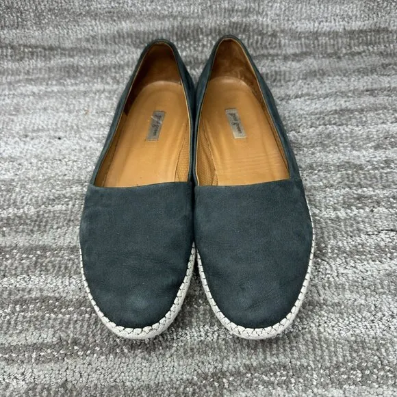 Paul Green  Espadrille Slip On Leather Loafer Round Toe Platform Sz 6.5 Teal