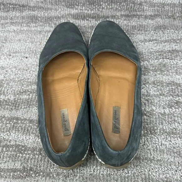 Paul Green  Espadrille Slip On Leather Loafer Round Toe Platform Sz 6.5 Teal