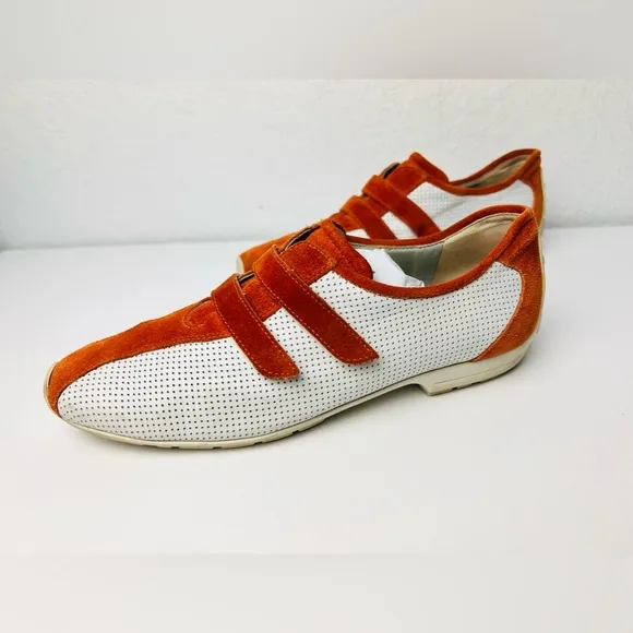 Paul Green Handmade Munchen Womens 6 UK Sport Sneaker Orange Combo Leather 8 US