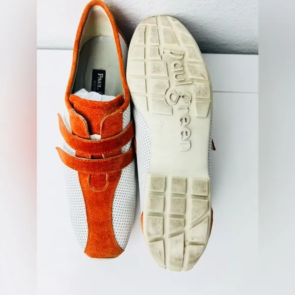Paul Green Handmade Munchen Womens 6 UK Sport Sneaker Orange Combo Leather 8 US