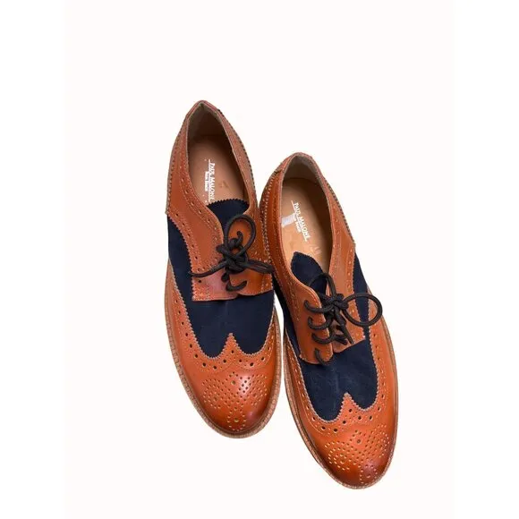 Paul Malone Palm beach Bradford men’s brown navy blue Oxford shoes 10 SKu 5302