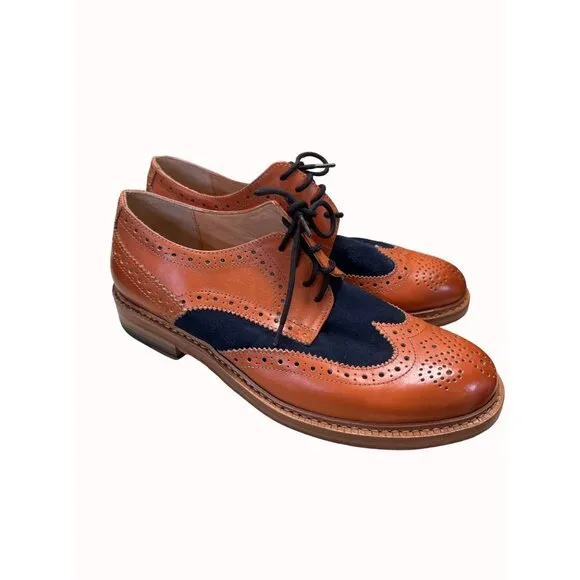 Paul Malone Palm beach Bradford men’s brown navy blue Oxford shoes 10 SKu 5302