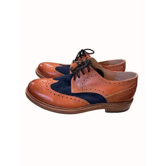 Paul Malone Palm beach Bradford men’s brown navy blue Oxford shoes 10 SKu 5302