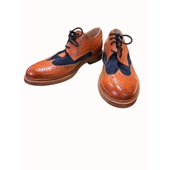Paul Malone Palm beach Bradford men’s brown navy blue Oxford shoes 10 SKu 5302