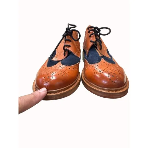 Paul Malone Palm beach Bradford men’s brown navy blue Oxford shoes 10 SKu 5302