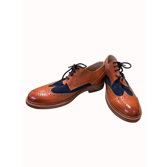 Paul Malone Palm beach Bradford men’s brown navy blue Oxford shoes 10 SKu 5302