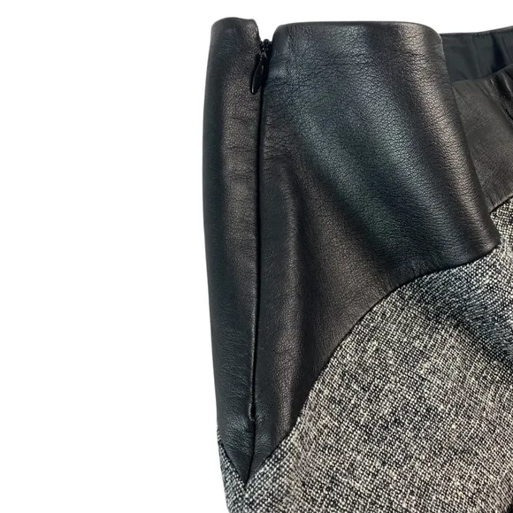 PAULA CAHEN D’ANVERS Front and Back Slits Below Knee Skirt in Black and Melange