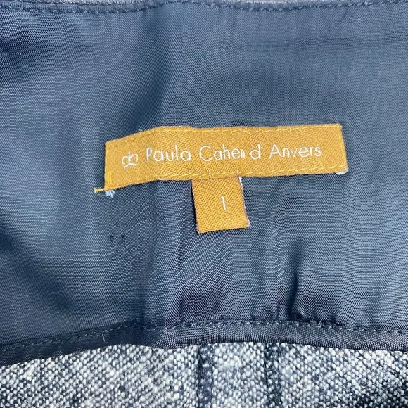 PAULA CAHEN D’ANVERS Front and Back Slits Below Knee Skirt in Black and Melange