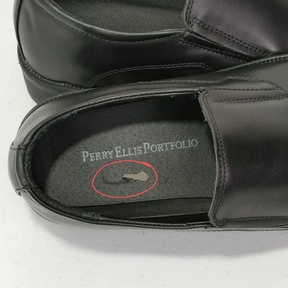 Perry Ellis Portfolio Kent Black Slip On Leather Dress Shoes Men's Sz 9.5