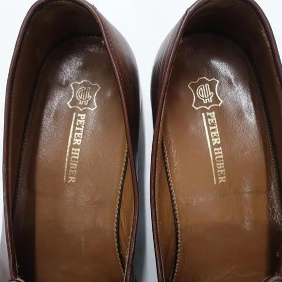 Peter Huber Loafer Men's US‎ 10N Brown Ostrich Faux Leather Tassel Moc Toe Shoes