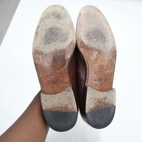 Peter Huber Loafer Men's US‎ 10N Brown Ostrich Faux Leather Tassel Moc Toe Shoes