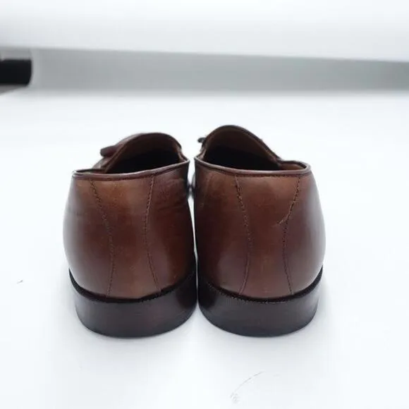 Peter Huber Loafer Men's US‎ 10N Brown Ostrich Faux Leather Tassel Moc Toe Shoes