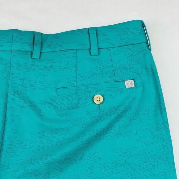 Peter Millar Crown Sport Mens 35 Green Fishing Boat Quick Dry Hybrid Golf Shorts