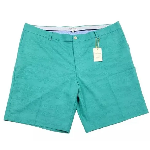 Peter Millar golf short Crown Sport Chino Men 38 Green Boat Swordfish AOP Preppy