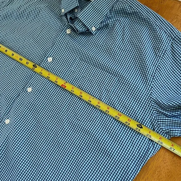 Peter Millar Hanford Silk Cotton Sport Twill Shirt Turquoise Plaid, Size XL