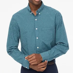 Peter Millar Hanford Silk Cotton Sport Twill Shirt Turquoise Plaid, Size XL
