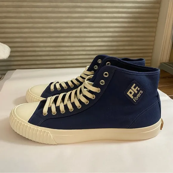 PF Flyers NEW Navy Diamond Center Lace Up Canvas High Top Sneakers Size 14