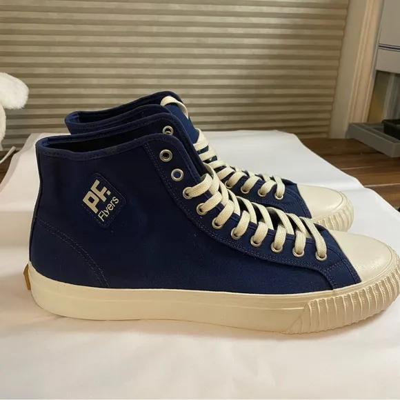 PF Flyers NEW Navy Diamond Center Lace Up Canvas High Top Sneakers Size 14