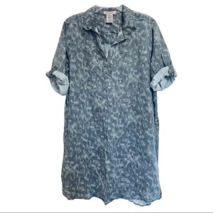 PHILOSOPHY Women's Drab Olive Green Camo Print Tencel Shirt Dress Tunic XXL