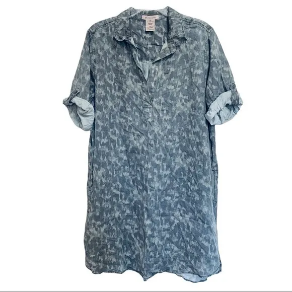 PHILOSOPHY Women's Drab Olive Green Camo Print Tencel Shirt Dress Tunic XXL