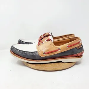 Pikolinos Boat Shoes Mens 44 Red White Blue Leather Moc Toe Comfort Casual