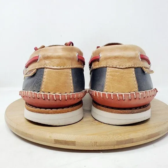 Pikolinos Boat Shoes Mens 44 Red White Blue Leather Moc Toe Comfort Casual