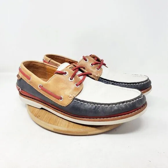 Pikolinos Boat Shoes Mens 44 Red White Blue Leather Moc Toe Comfort Casual