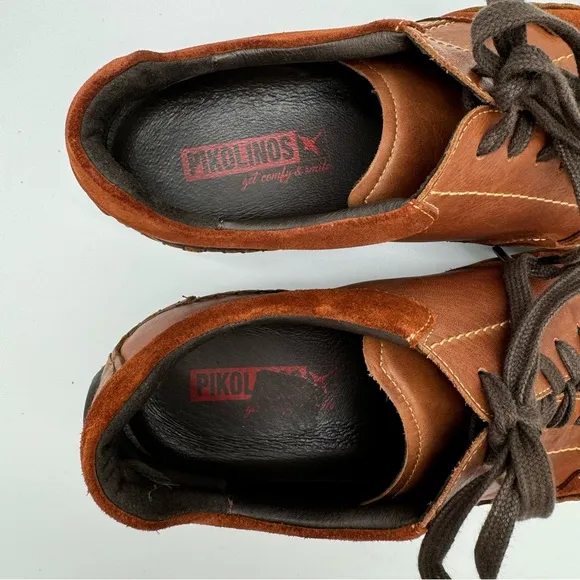 Pikolinos Brown Leather Suede Hand Sewn Lace Up Walking Shoe Size EU 43/US 9-9.5