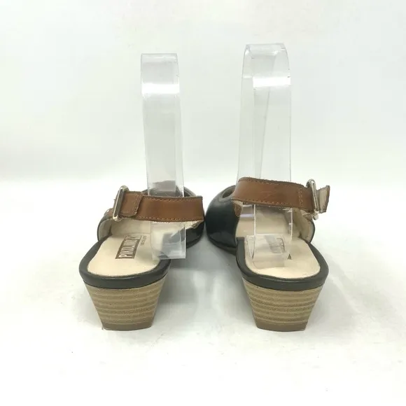 Pikolinos Pump Adjustable Strap Breathable Leather Black Brown Womens 37