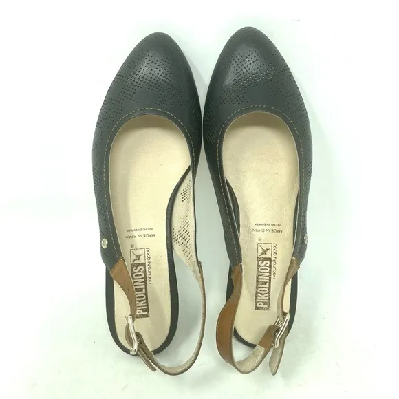 Pikolinos Pump Adjustable Strap Breathable Leather Black Brown Womens 37