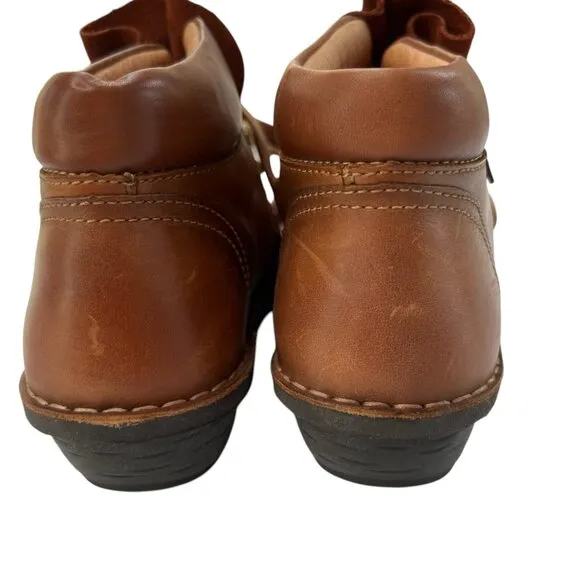 Pikolinos Wamba Brown Leather Ankle Boots Women's Size 37 EU 6 US