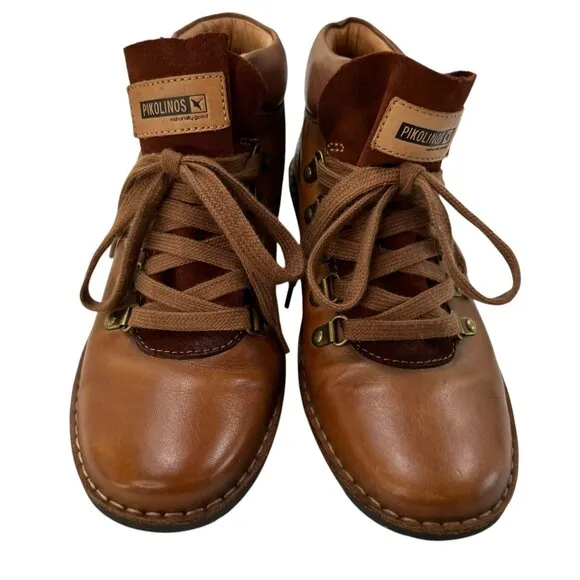 Pikolinos Wamba Brown Leather Ankle Boots Women's Size 37 EU 6 US