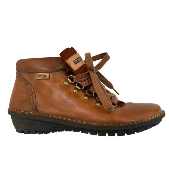 Pikolinos Wamba Brown Leather Ankle Boots Women's Size 37 EU 6 US