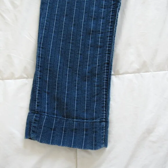 PILCRO &amp; THE LETTERPRESS BY ANTHROPOLOGIE BLUE DENIM BUCKLE-BACK CROPPED JEANS