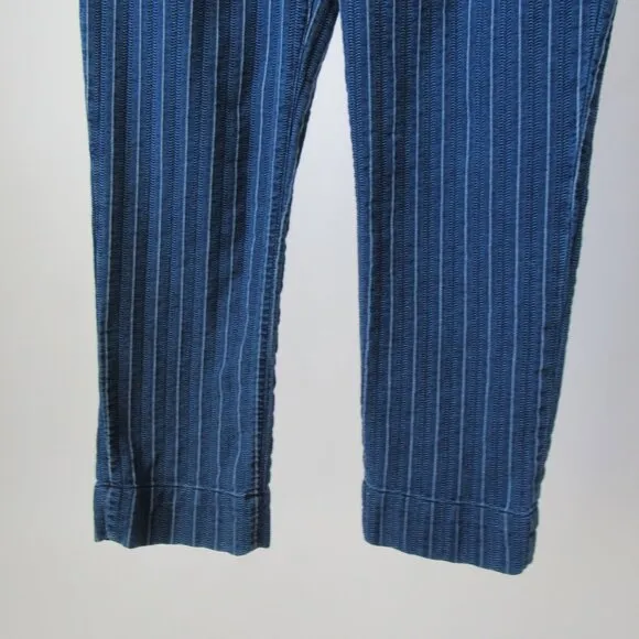 PILCRO &amp; THE LETTERPRESS BY ANTHROPOLOGIE BLUE DENIM BUCKLE-BACK CROPPED JEANS