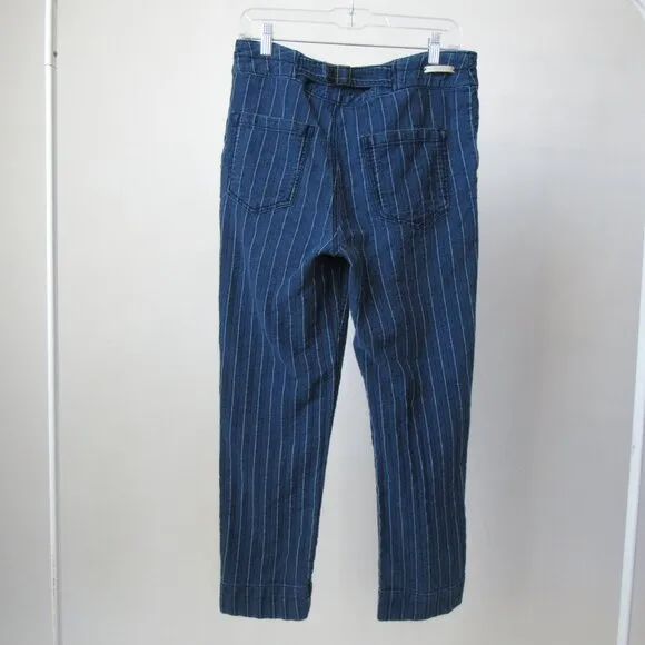 PILCRO &amp; THE LETTERPRESS BY ANTHROPOLOGIE BLUE DENIM BUCKLE-BACK CROPPED JEANS