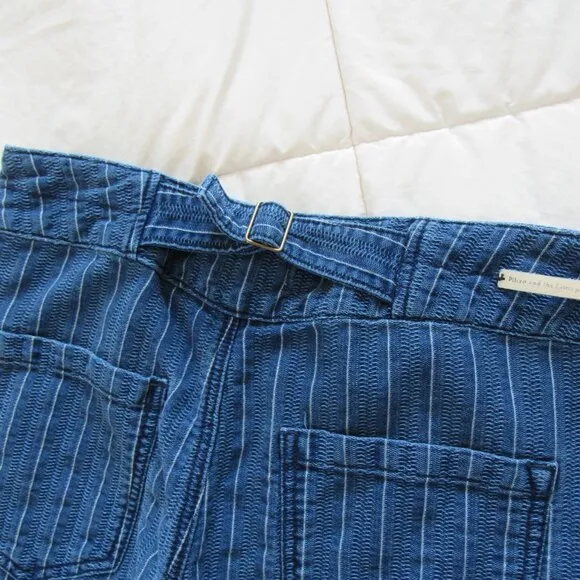 PILCRO &amp; THE LETTERPRESS BY ANTHROPOLOGIE BLUE DENIM BUCKLE-BACK CROPPED JEANS